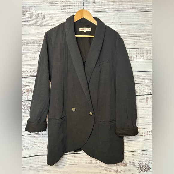 Free People EUC Oversized Rowan Blazer Black - Picture 5 of 12